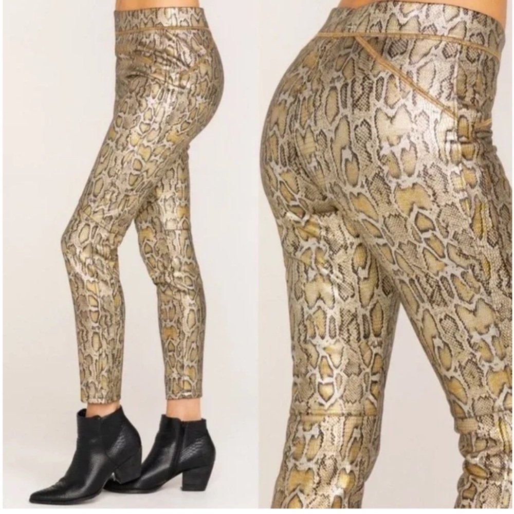 Free People Rio Gold Python Snakeskin Pull-On Leg… - image 4